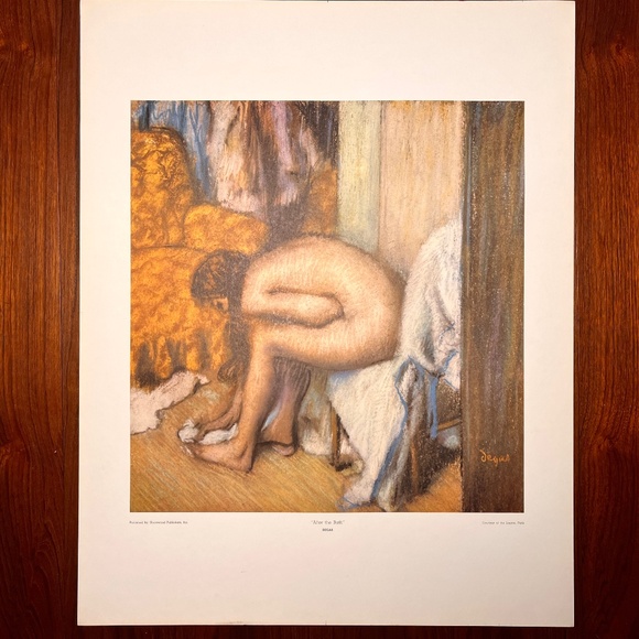 Vintage Large Degas Art Print After the Bath Nude Lady Lithograph USA MCM Decor - Picture 1 of 12